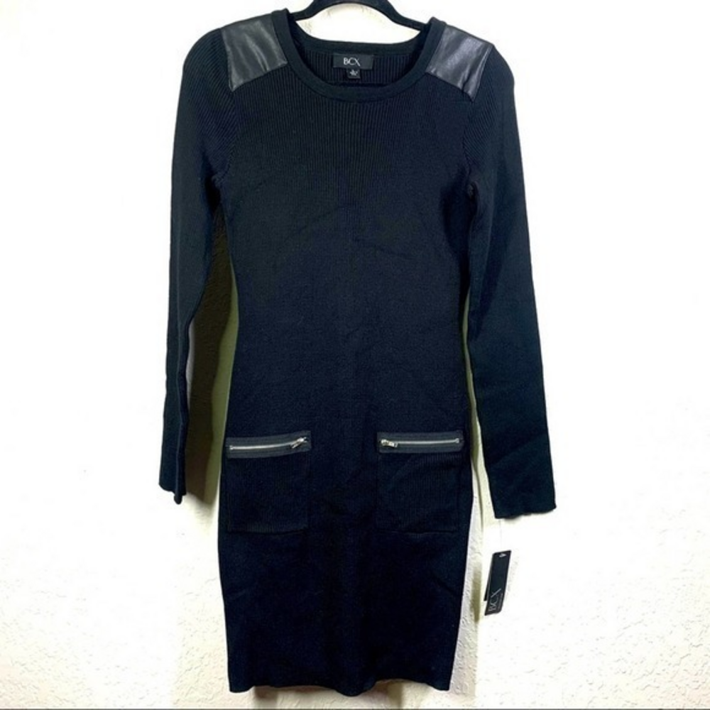 BCX Black Midi Bodycon Ribbed‎ Sweater Dress - NWT